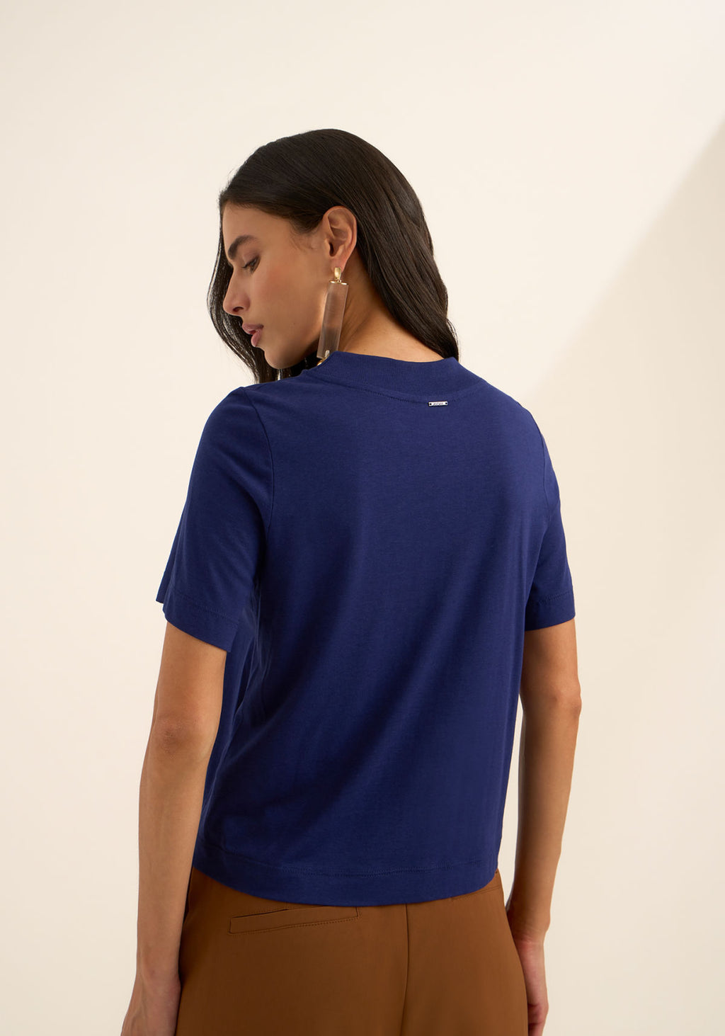T-shirt Com Gola Em Malha Liocel Lez a Lez Feminino 9477E