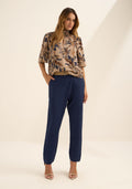 Blusa De Mangas Amplas Com Gola Lez A Lez Feminino 9497E