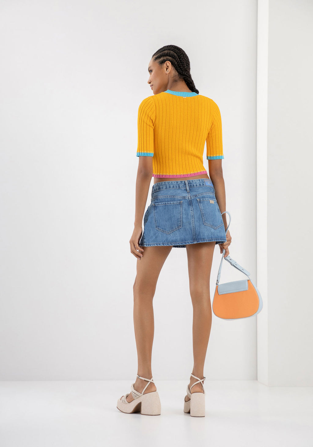 Blusa Manga Curta Tricô Lez a Lez Feminino 7004L