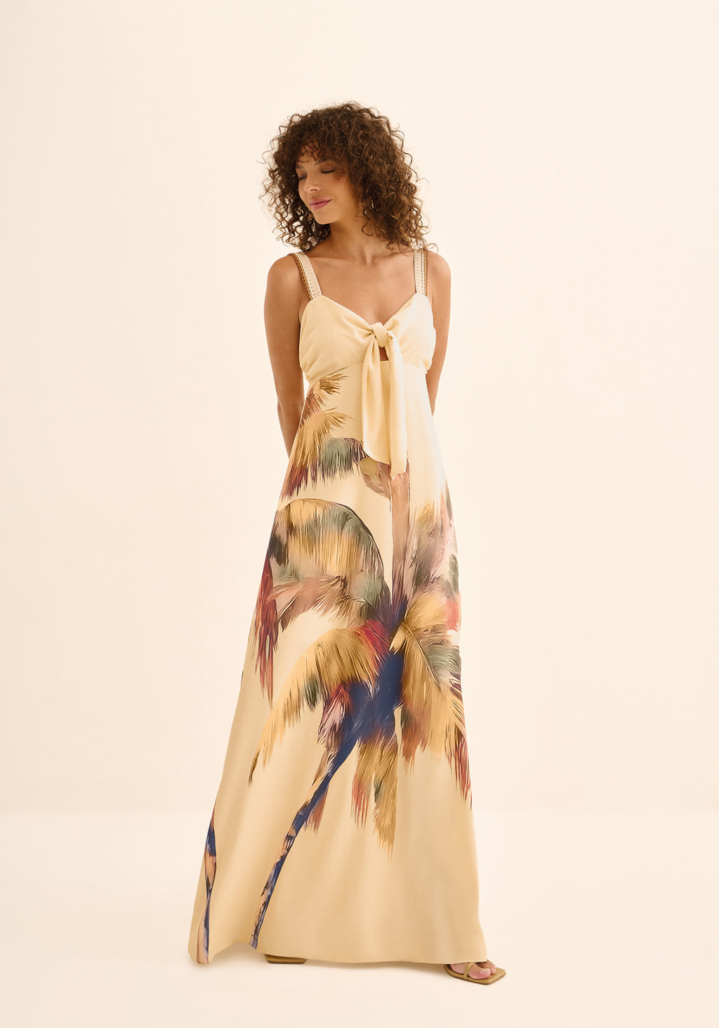 Vestido Estampado De Alças Longo Lez a Lez Feminino 5855e