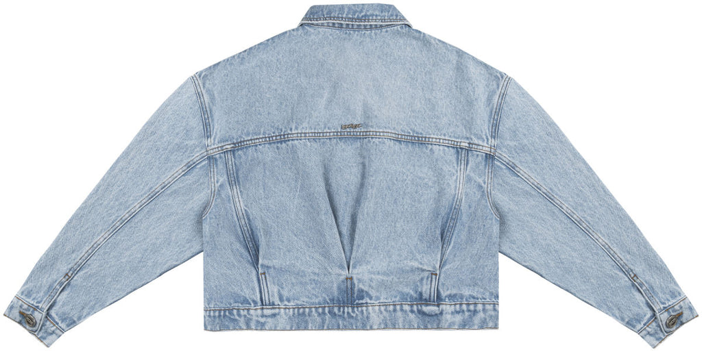 Jaqueta Jeans Cropped com Prega Lez A Lez Feminino 7178L