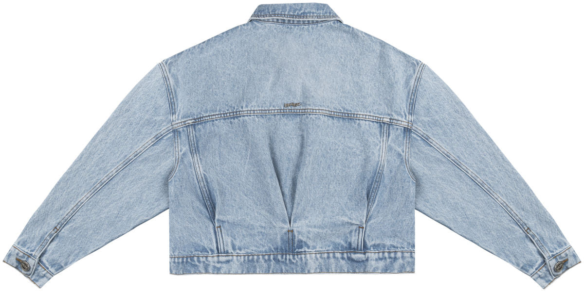 Jaqueta Jeans Cropped com Prega Lez A Lez Feminino 7178L