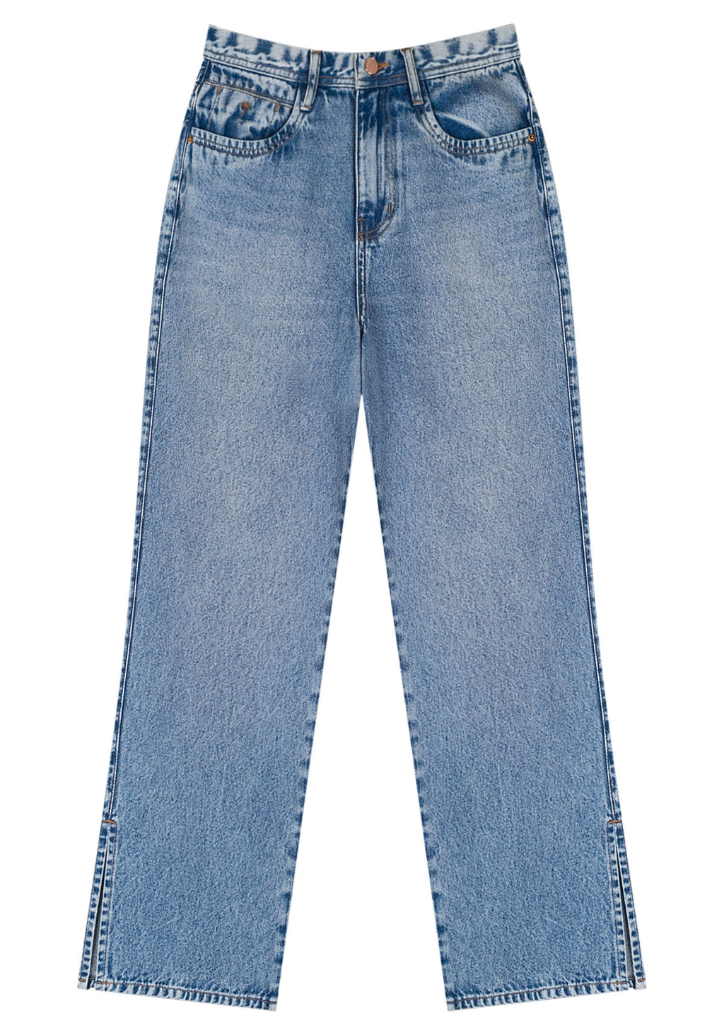 Calça Jeans Reta Cropped Com Fendas Lez A Lez Feminino 1573E