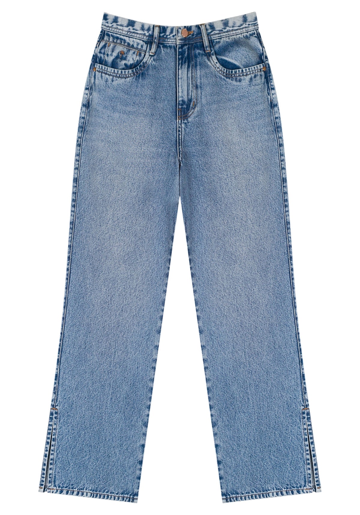 Calça Jeans Reta Cropped Com Fendas Lez A Lez Feminino 1573E