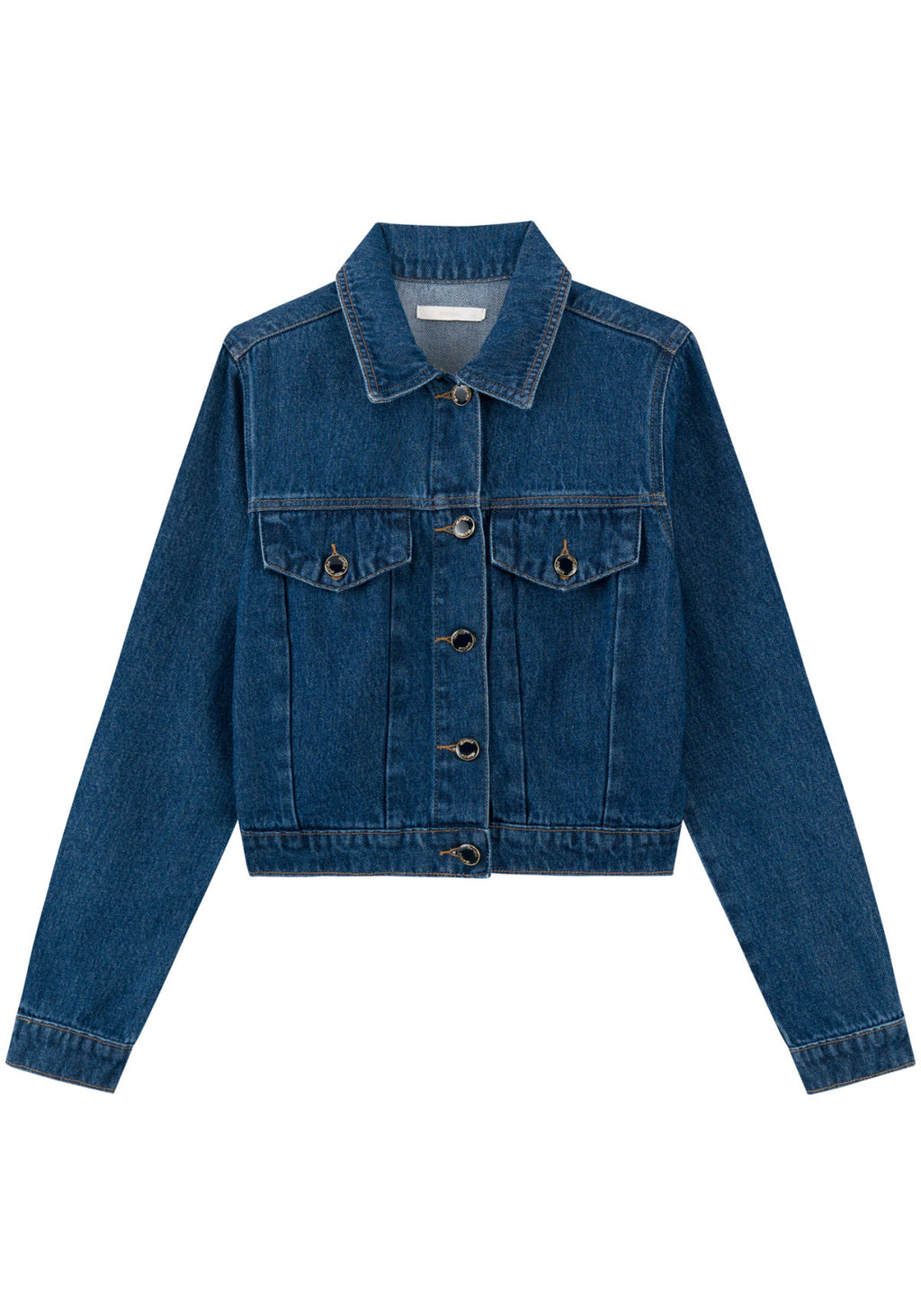 Jaqueta Jeans Cropped De Mangas Lez A Lez Feminino 0983E