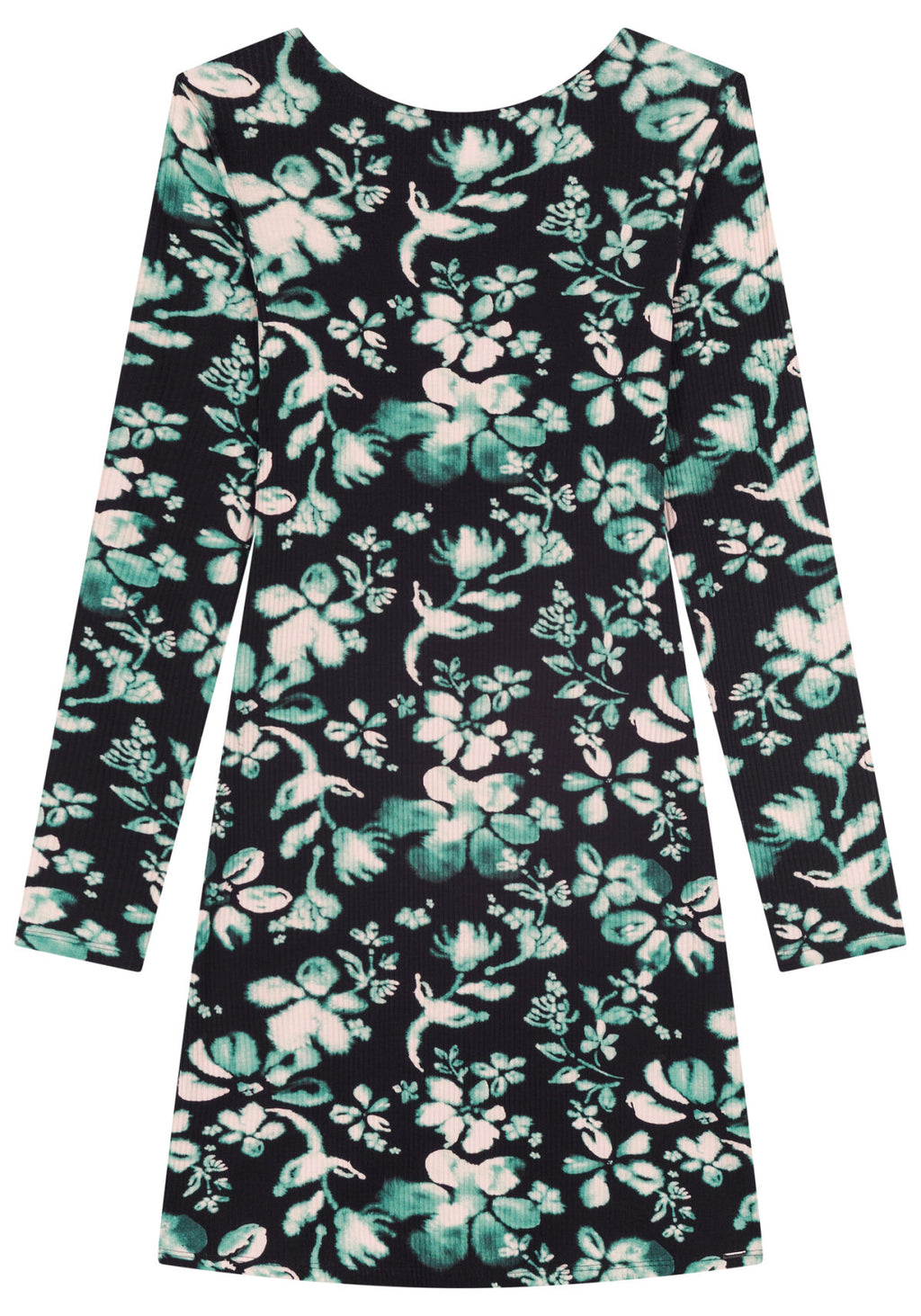Vestido Curto Estampado De Mangas Lez A Lez Feminino 7551E