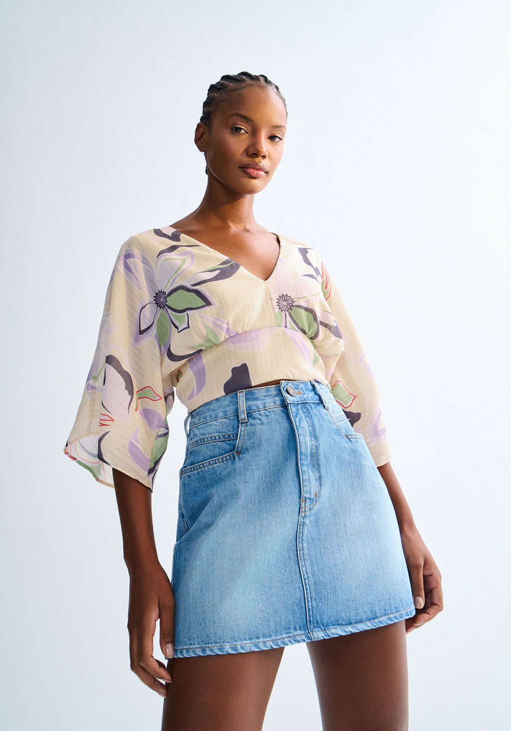 Saia Jeans Curta Cintura Alta Lez A Lez Feminino 0056E