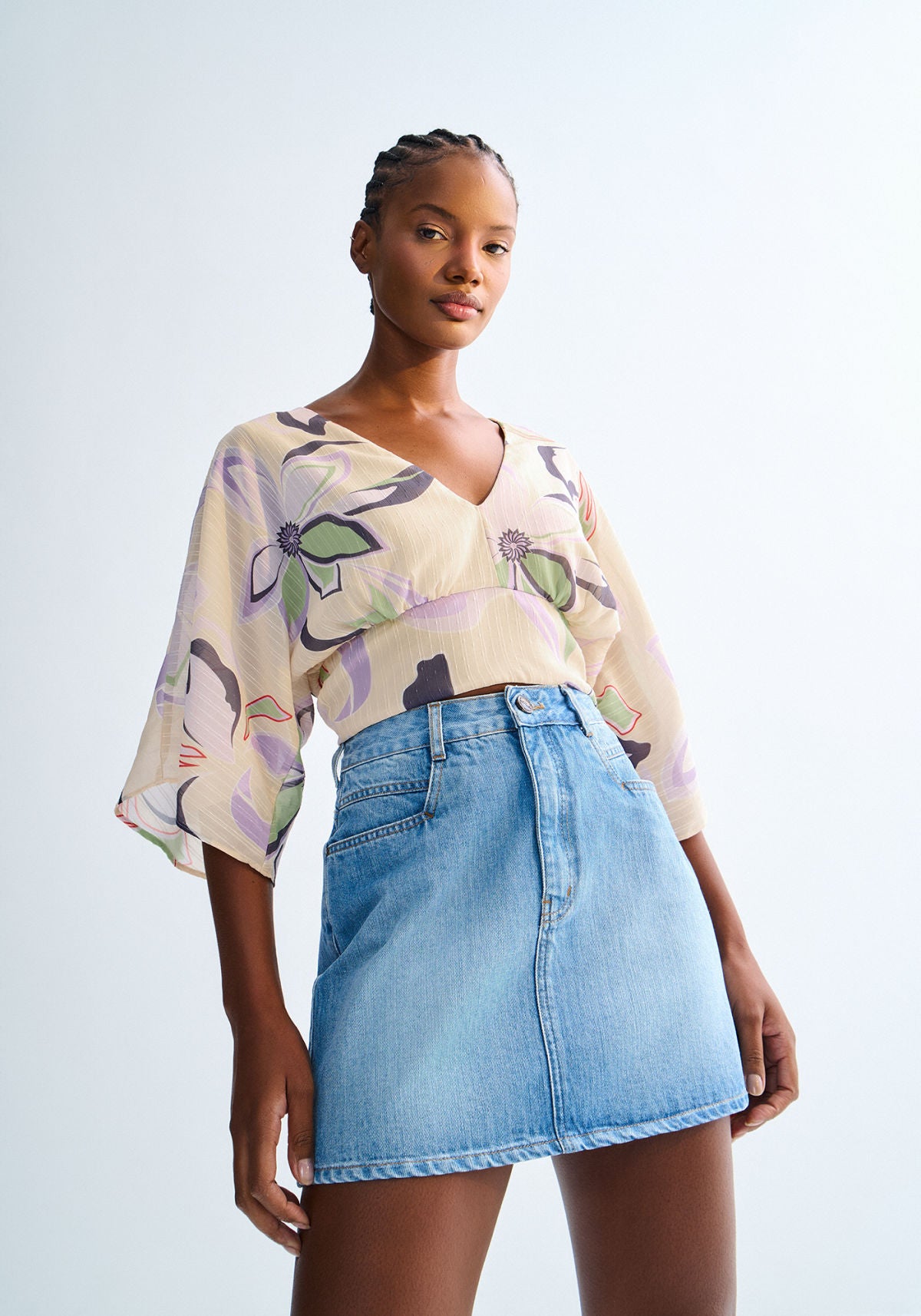 Saia Jeans Curta Cintura Alta Lez A Lez Feminino 0056E