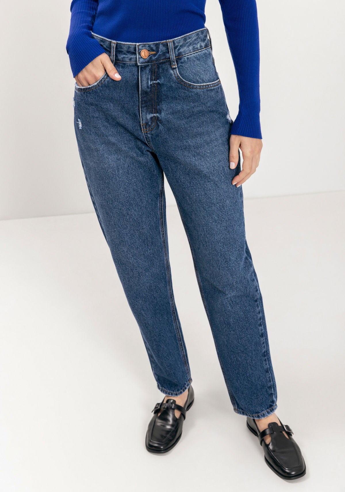 Calça Mom Jeans Com Cintura Alta Lez A Lez Feminino 1527E
