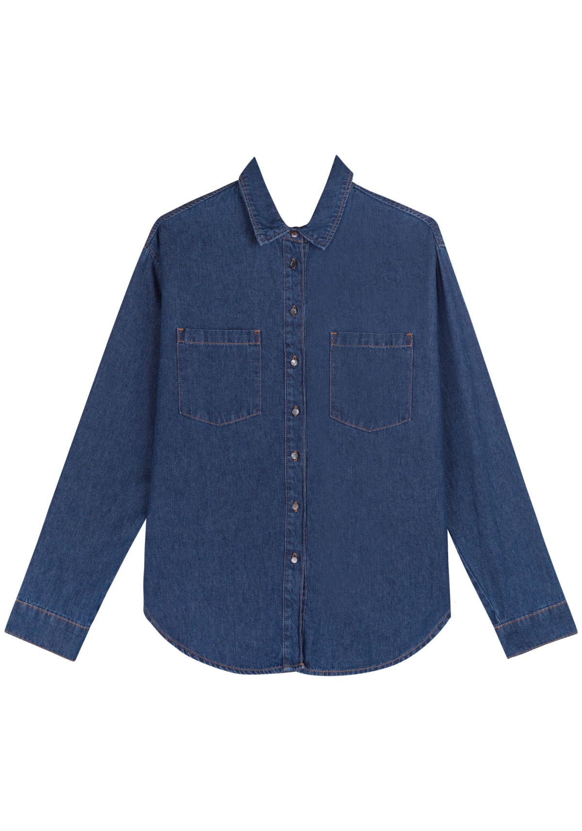 Camisa Jeans Alongada Com Mangas Lez A Lez Feminino 0826E