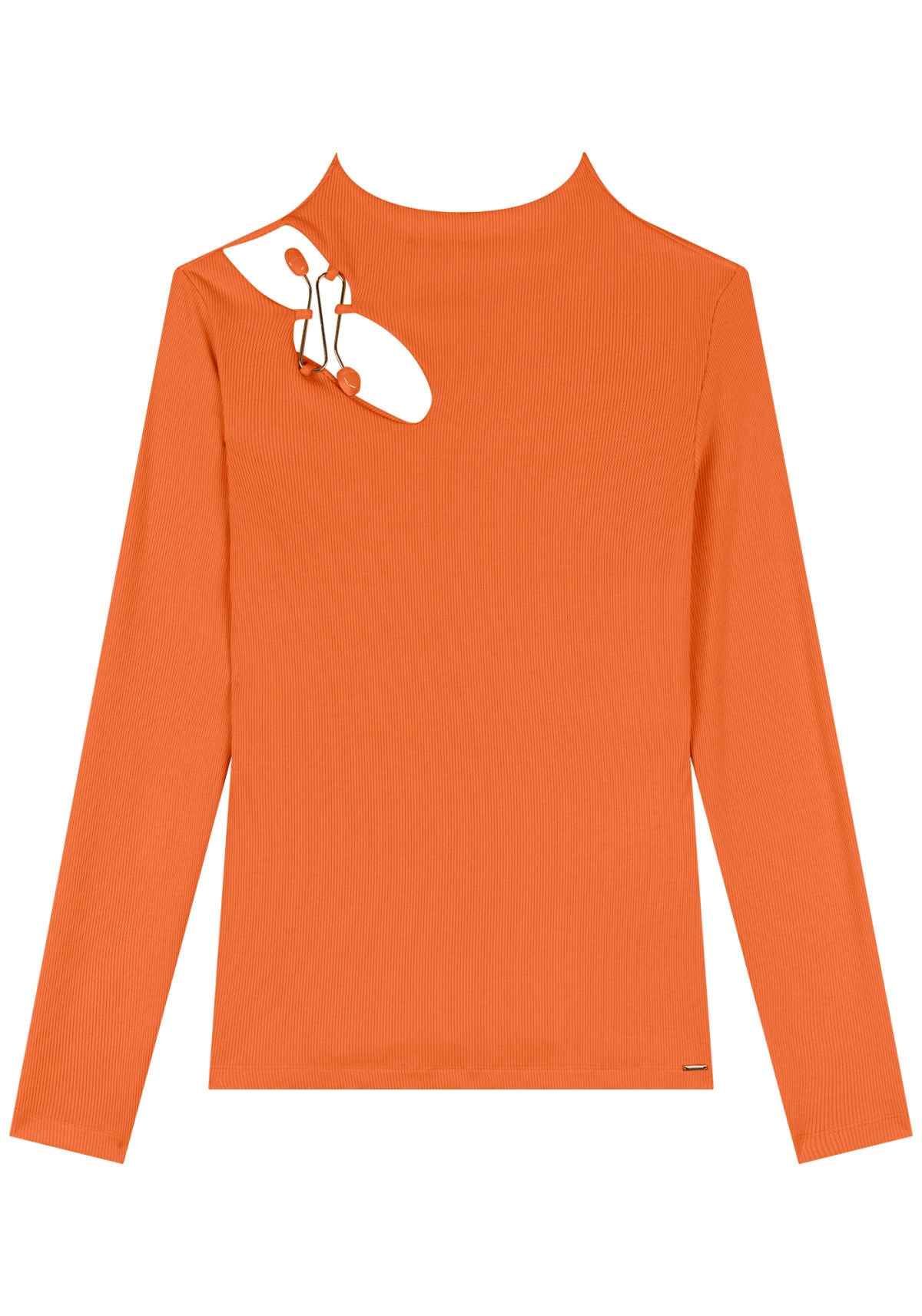 Blusa Canelada De Mangas Longas Lez A Lez Feminino 9256E