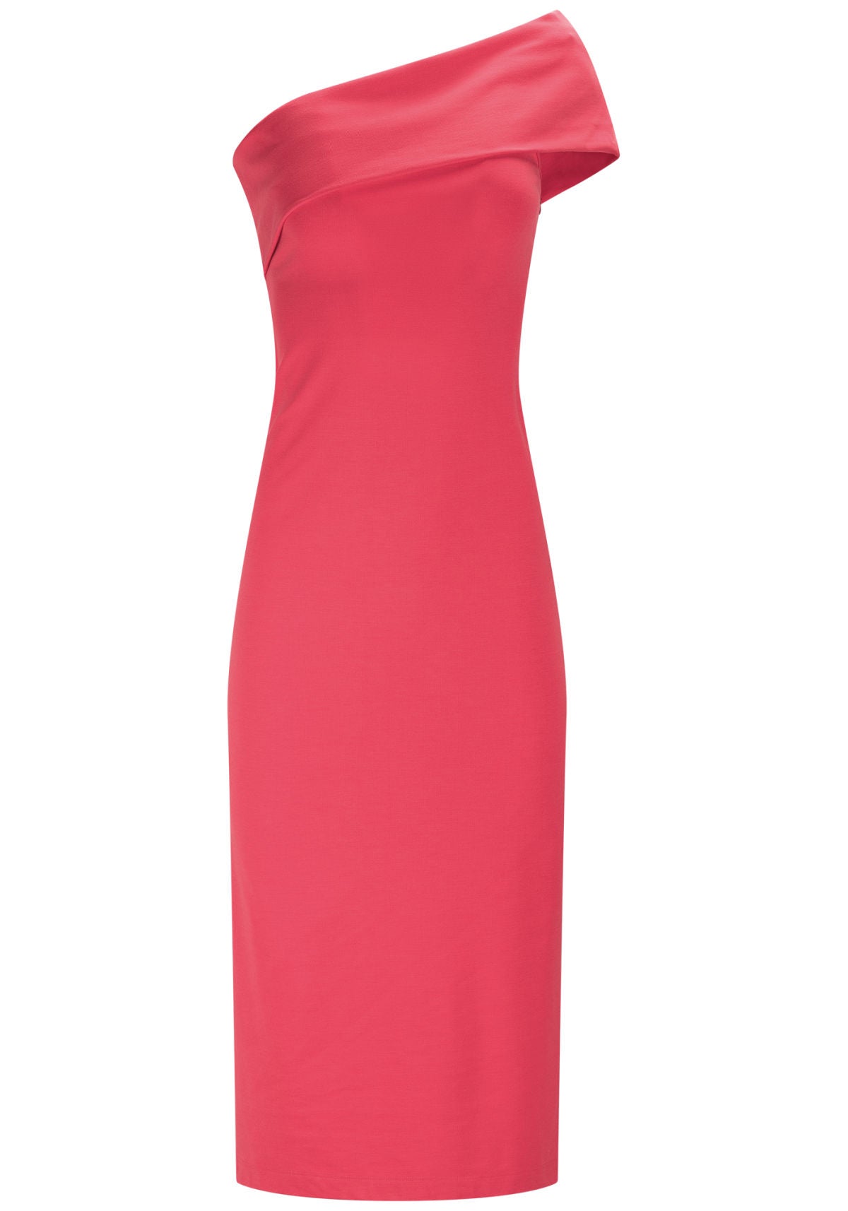Vestido Midi Justo com Decote Um Lez A Lez Feminino 6921L