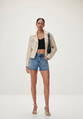Shorts Jeans Boyfriend com Bordado Lez A Lez Feminino 7979L