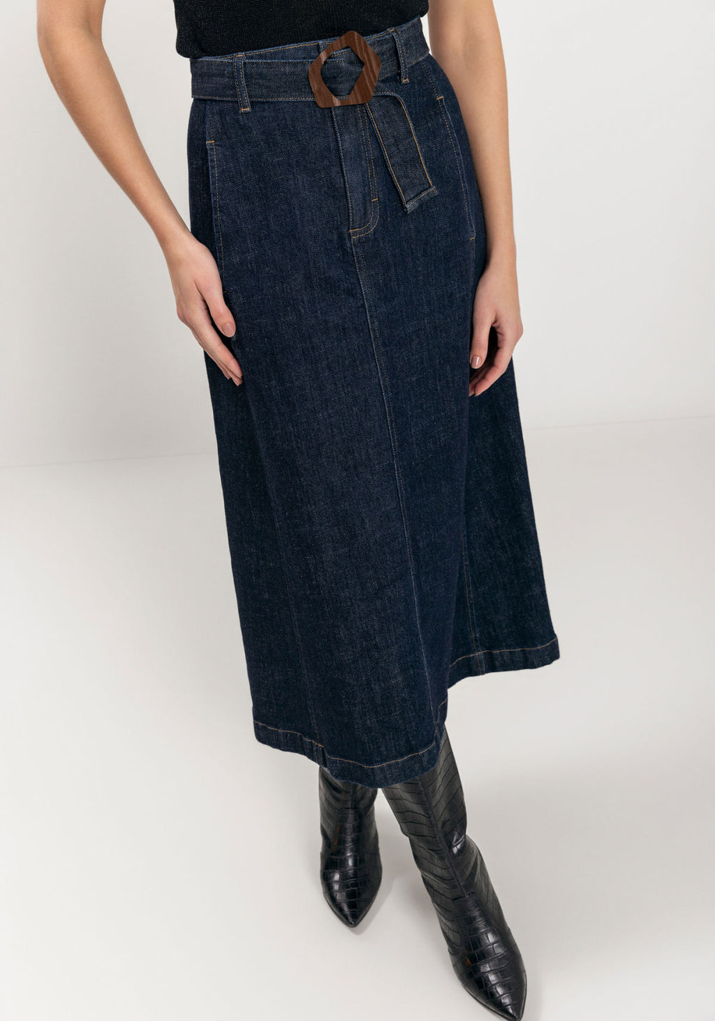 Saia Jeans Chá Com Cintura Alta Lez A Lez Feminino 1585E