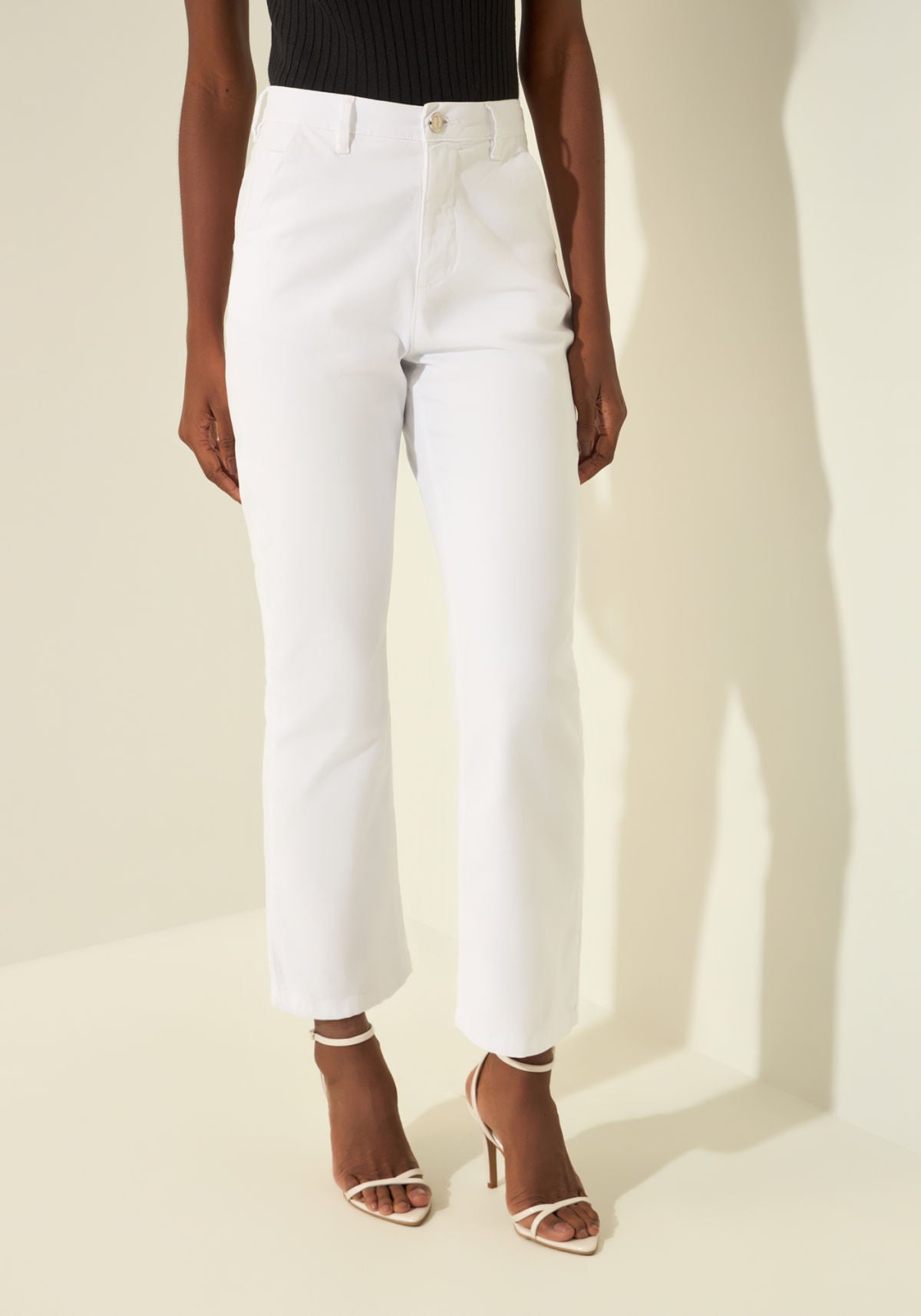 Calça Reta Cropped De Cintura Alta Lez A Lez Feminino 0115E
