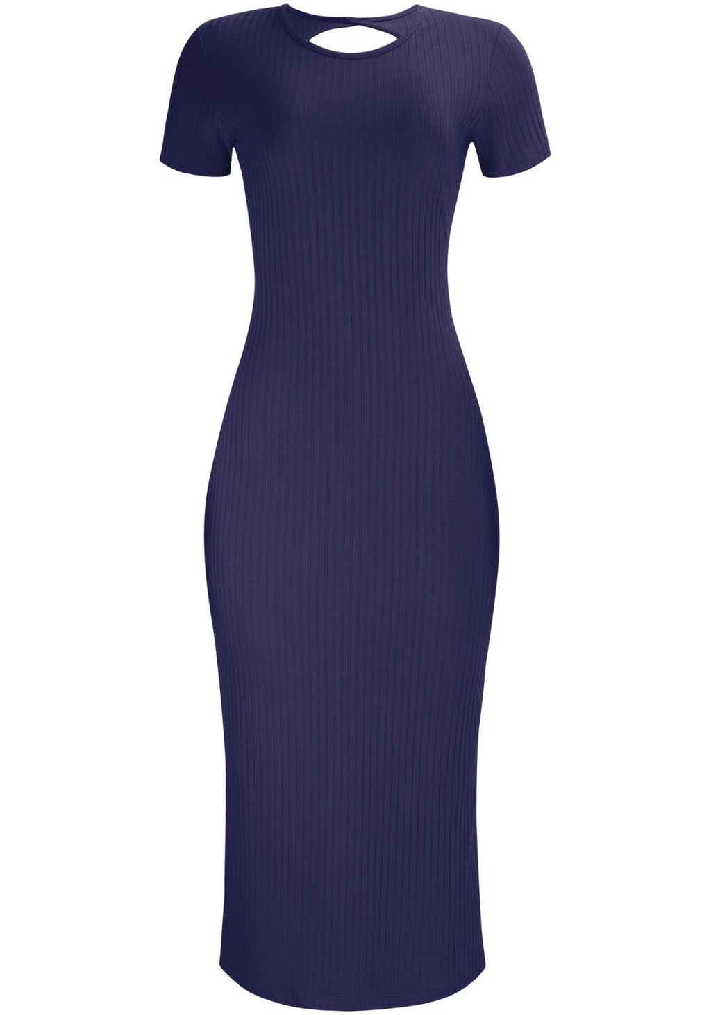 Vestido Midi Canelado com Recorte Lez A Lez Feminino 6901L