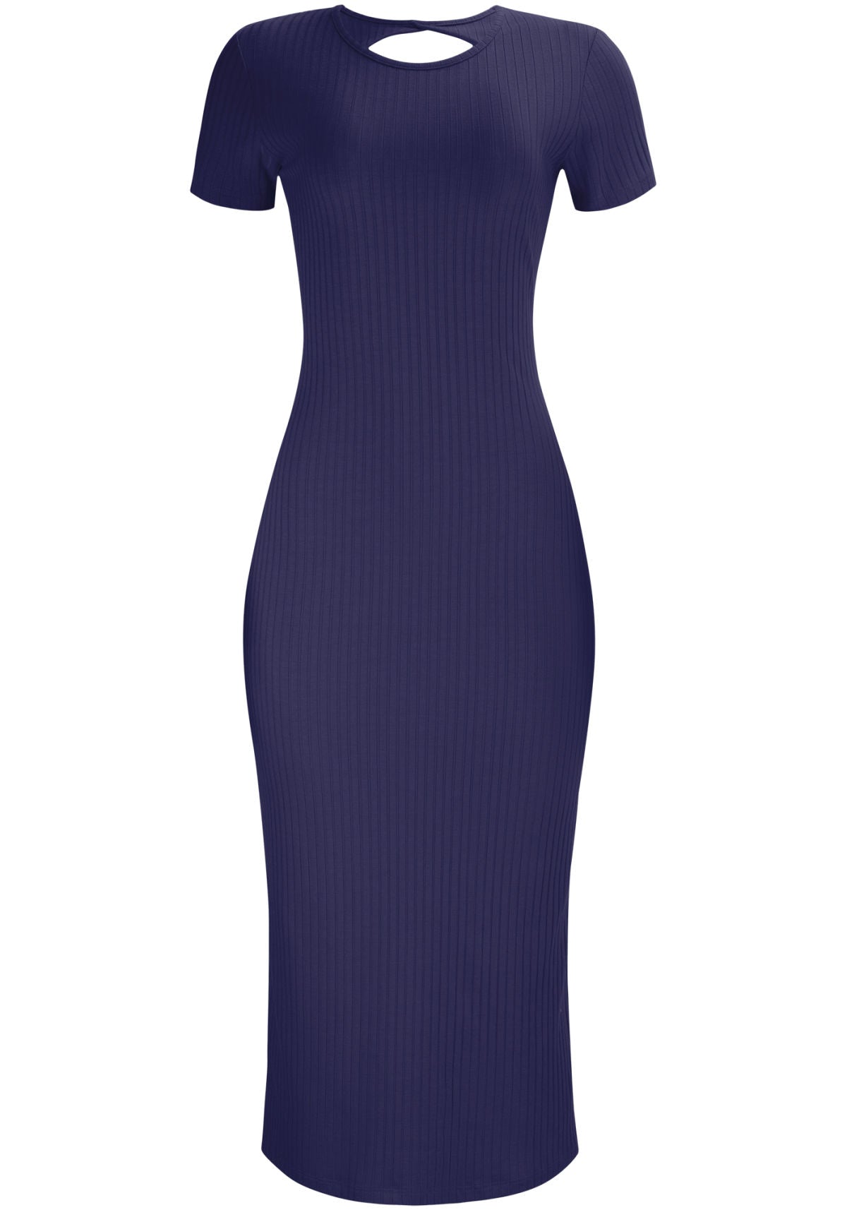 Vestido Midi Canelado com Recorte Lez A Lez Feminino 6901L