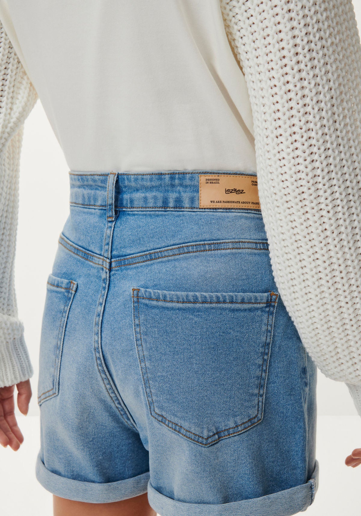Shorts Jeans Mom Super Alto Lez A Lez Feminino 7973L