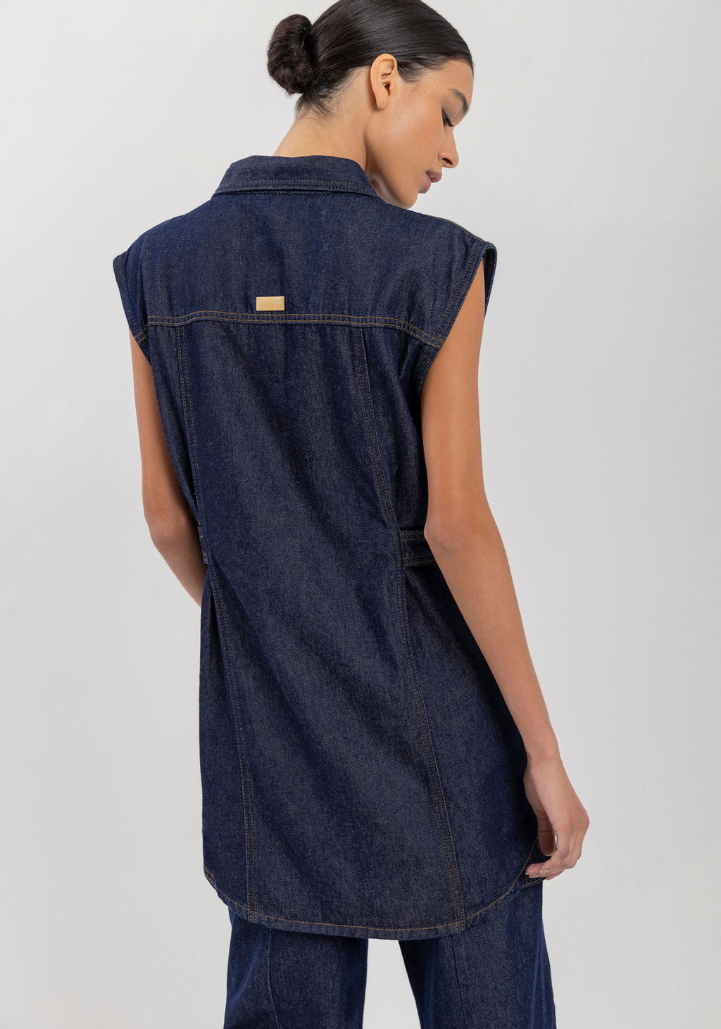 Colete Jeans Alongado Com Botões Lez A Lez Feminino 0832E