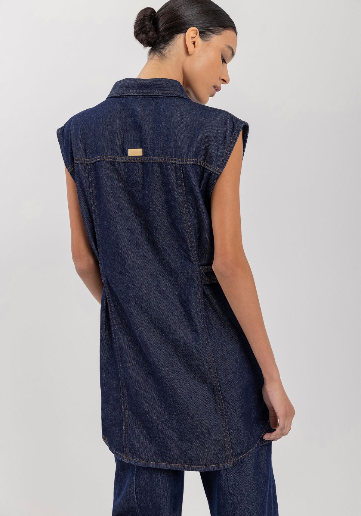 Colete Jeans Alongado Com Botões Lez A Lez Feminino 0832E