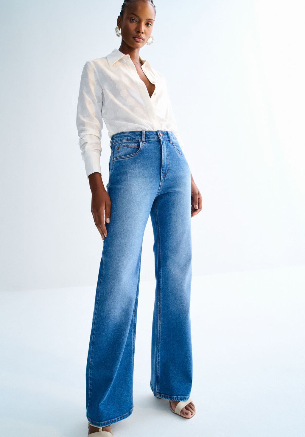 Calça Jeans Wide Leg Cintura Alta Lez A Lez Feminino 0013E