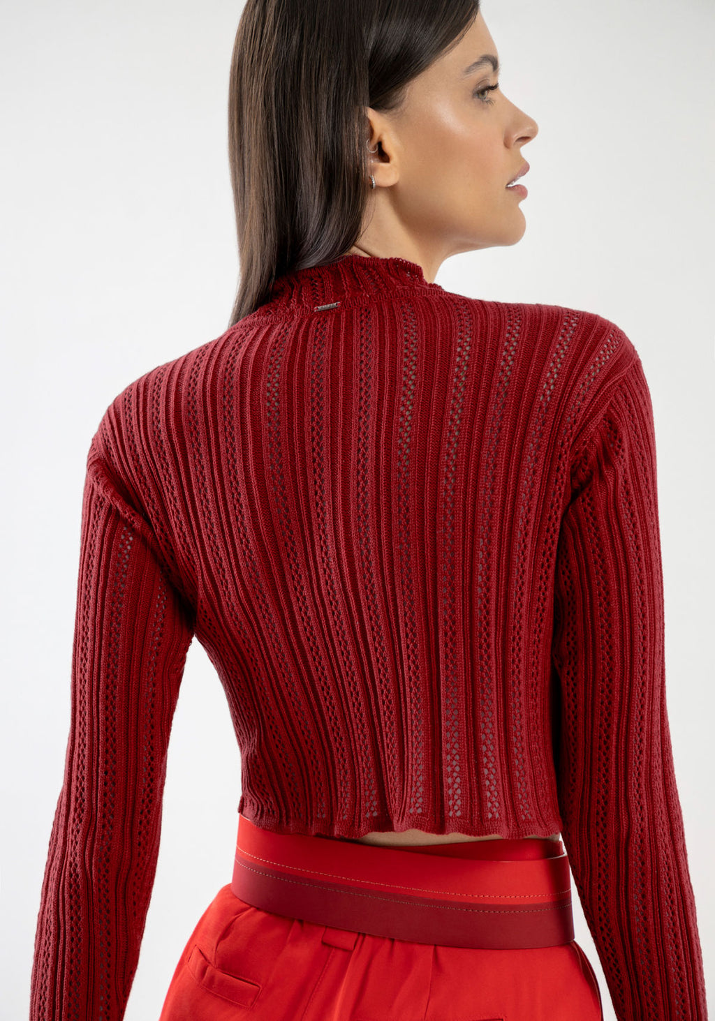 Blusa Cropped em Tricô com Detalhe Lez A Lez Feminino 5164L
