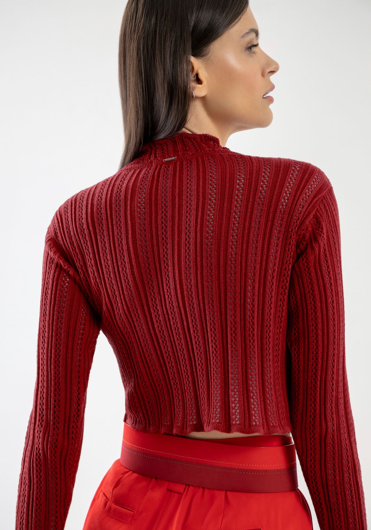 Blusa Cropped em Tricô com Detalhe Lez A Lez Feminino 5164L