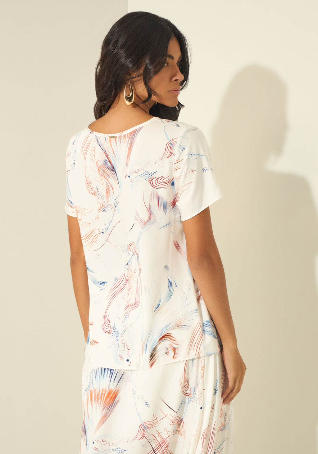 Blusa De Mangas Curtas Estampada Lez A Lez Feminino 3536E