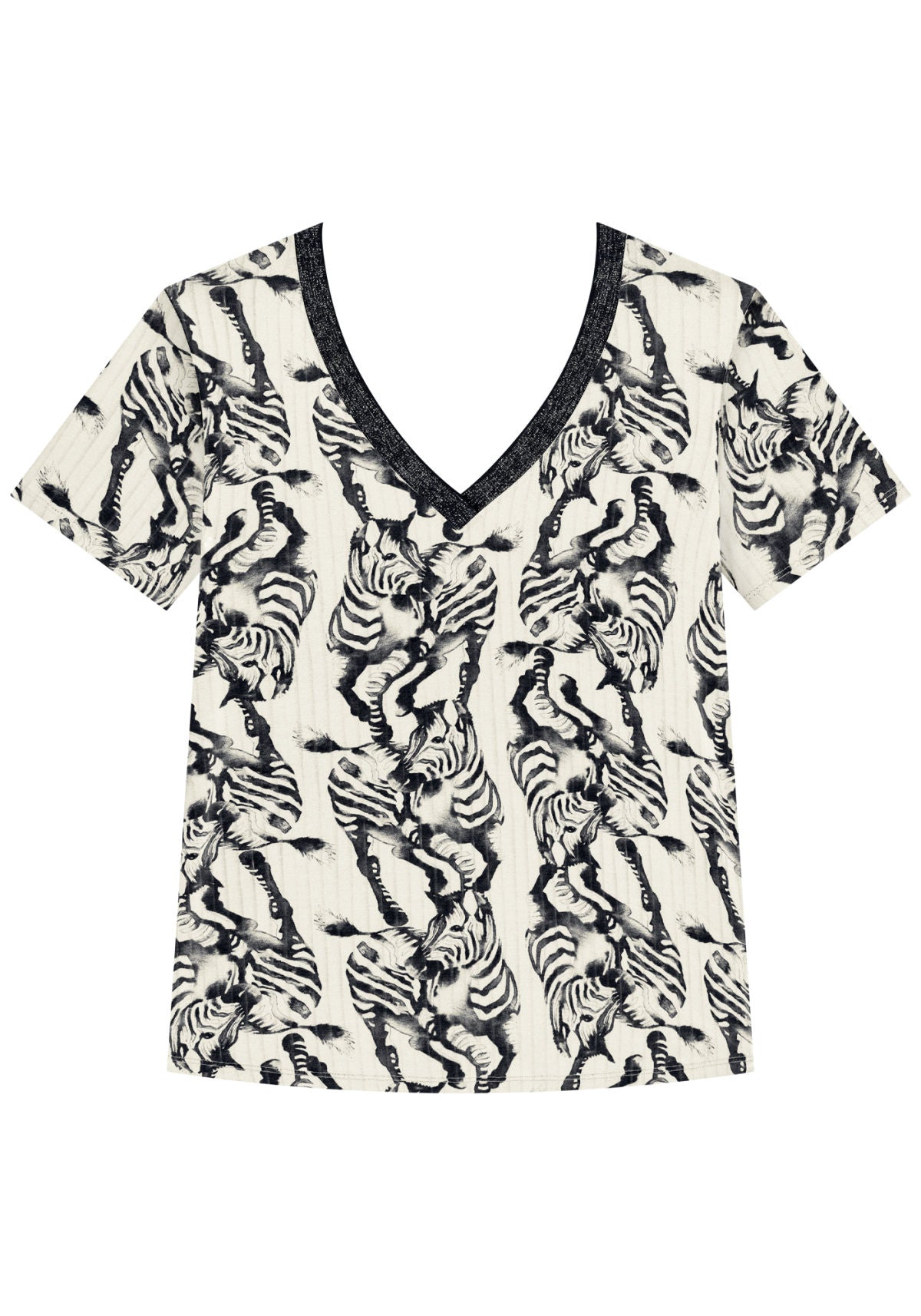 Blusa Estampada Com Mangas Curtas Lez A Lez Feminino 9202E