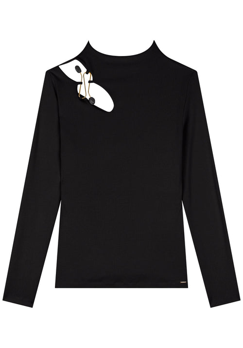 Blusa Canelada De Mangas Longas Lez A Lez Feminino 9256E