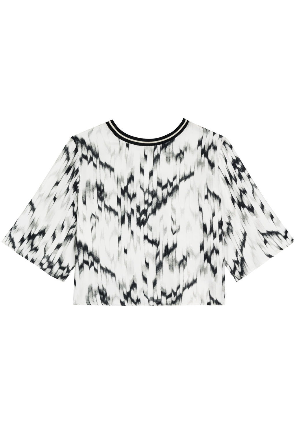 Blusa Curta Estampada Com Mangas Lez A Lez Feminino 7139E