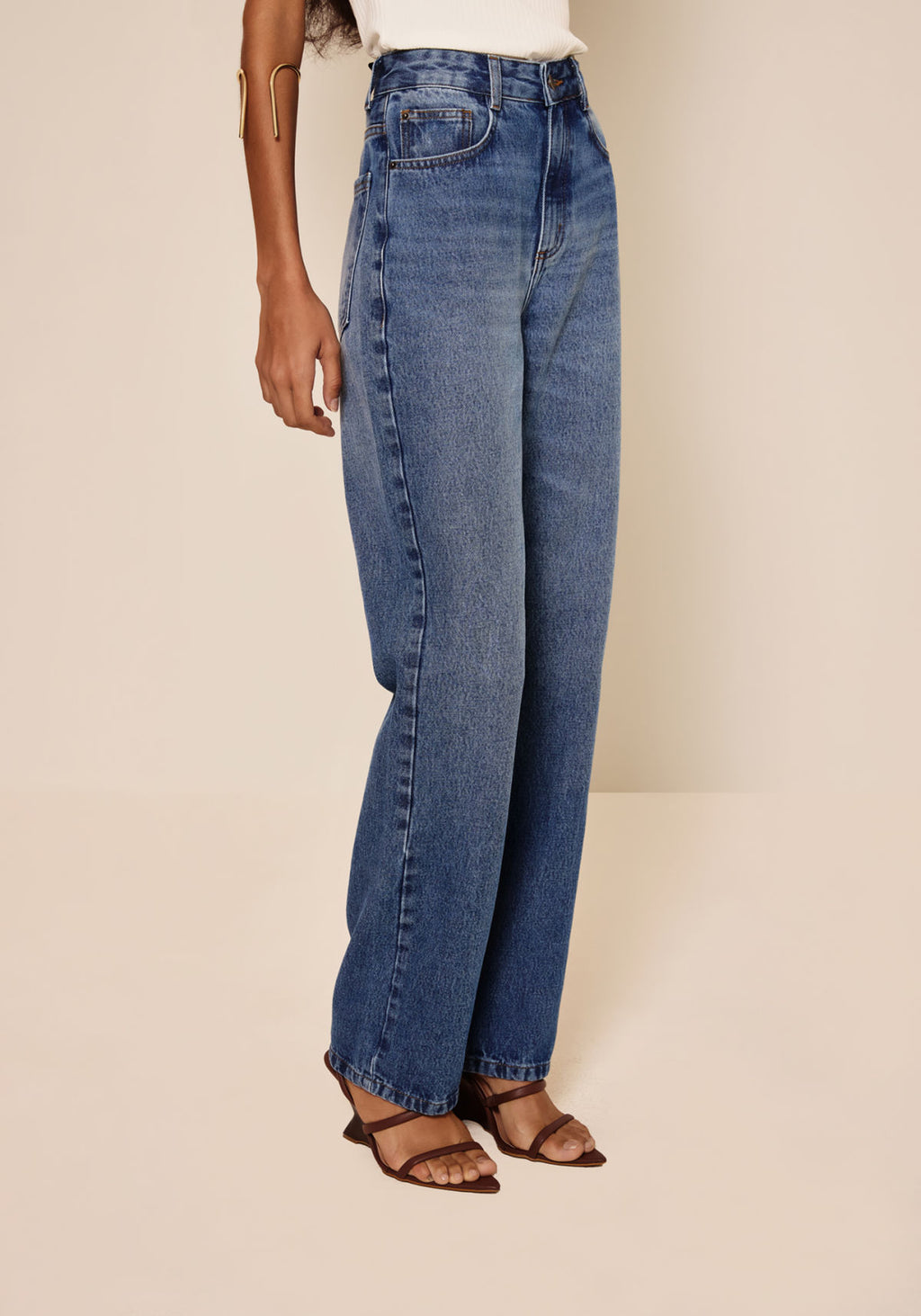 Calça Jeans Reta De Cintura Alta Lez A Lez Feminino 0942E