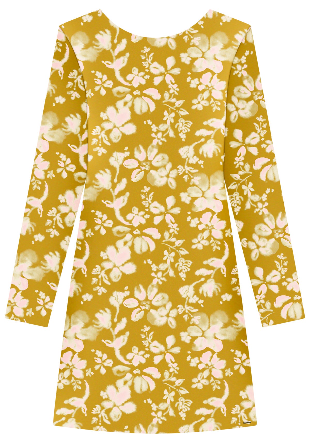 Vestido Curto Estampado De Mangas Lez A Lez Feminino 7551E