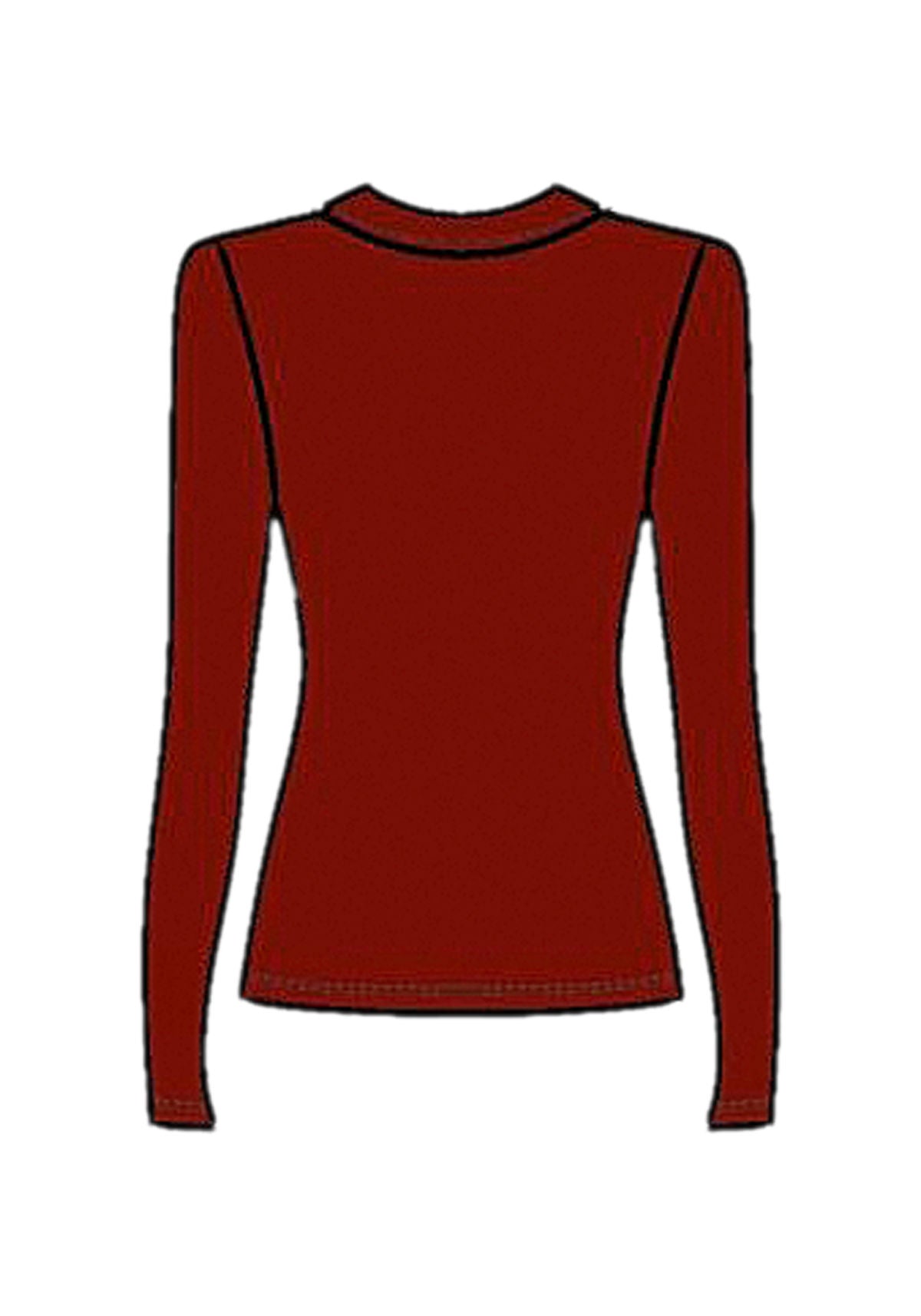 Blusa De Mangas Longas Em Malha Lez A Lez Feminino 9487E