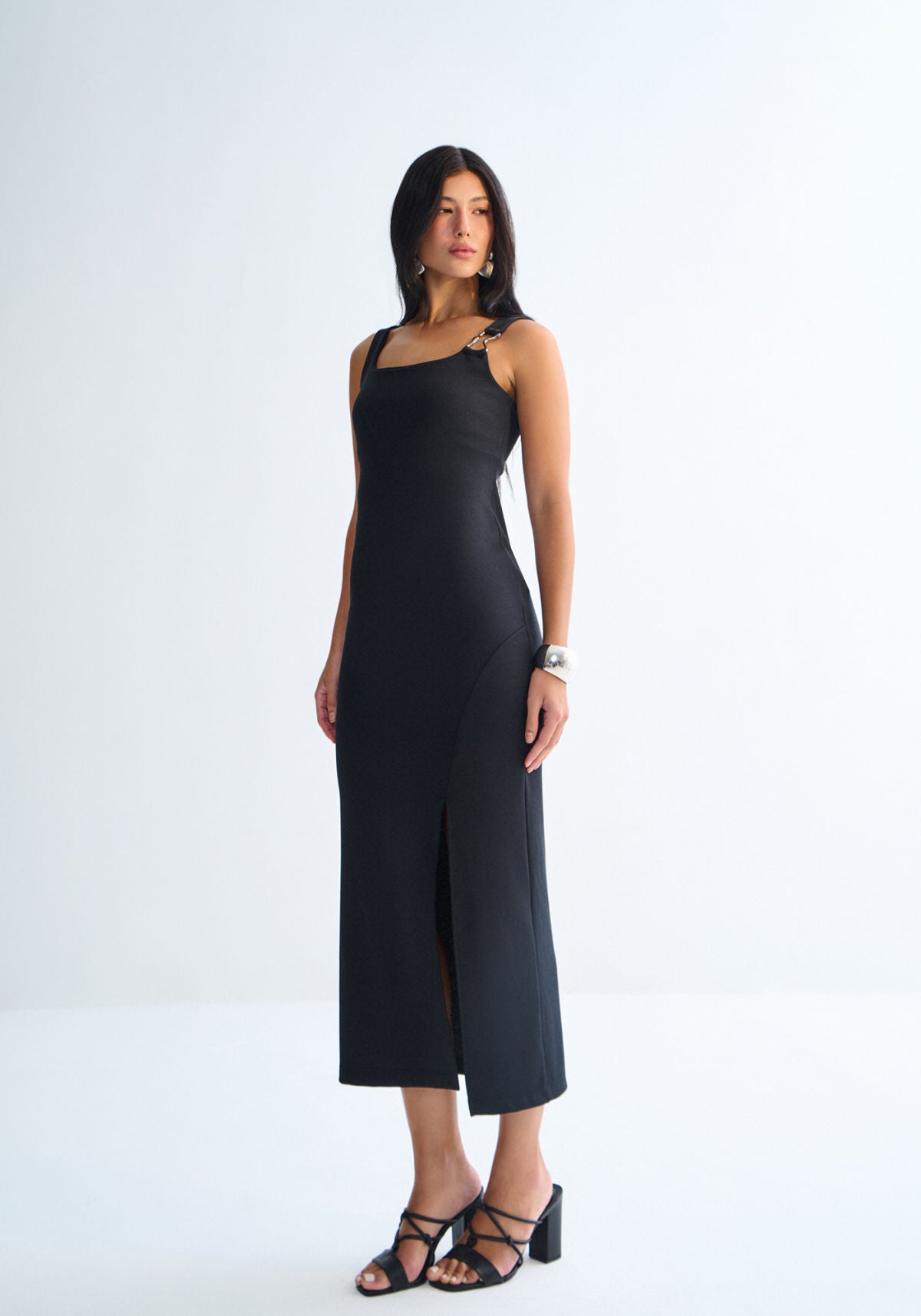 Vestido Midi em Malha com Detalhe Lez A Lez Feminino 3233E