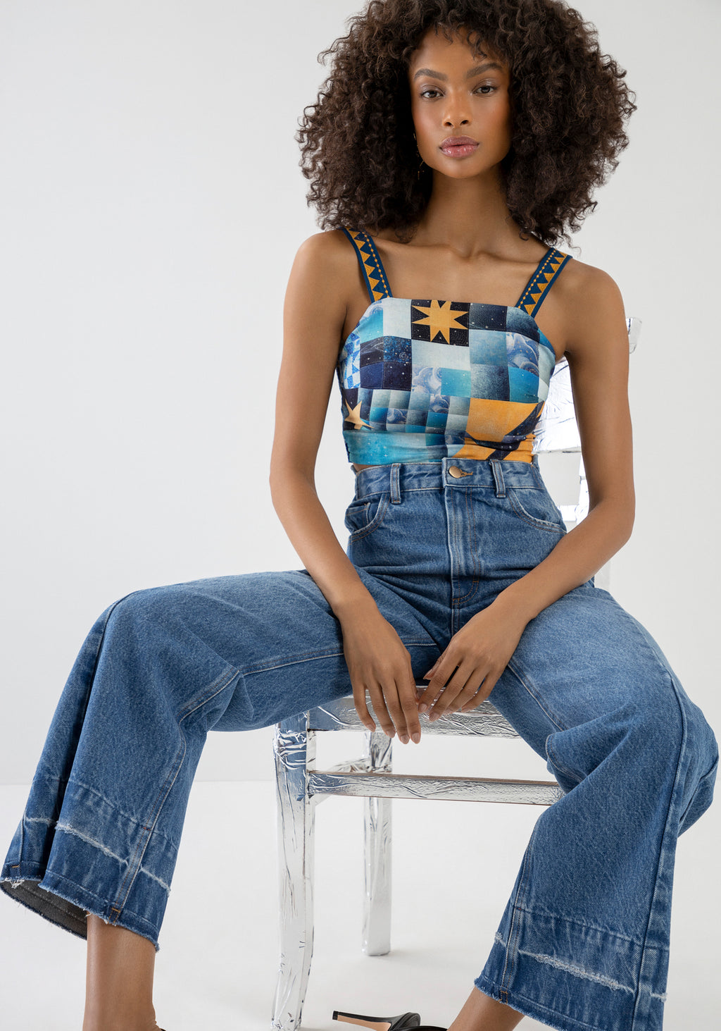 Calça Jeans Wide Leg com Cós Lez A Lez Feminino 5374L