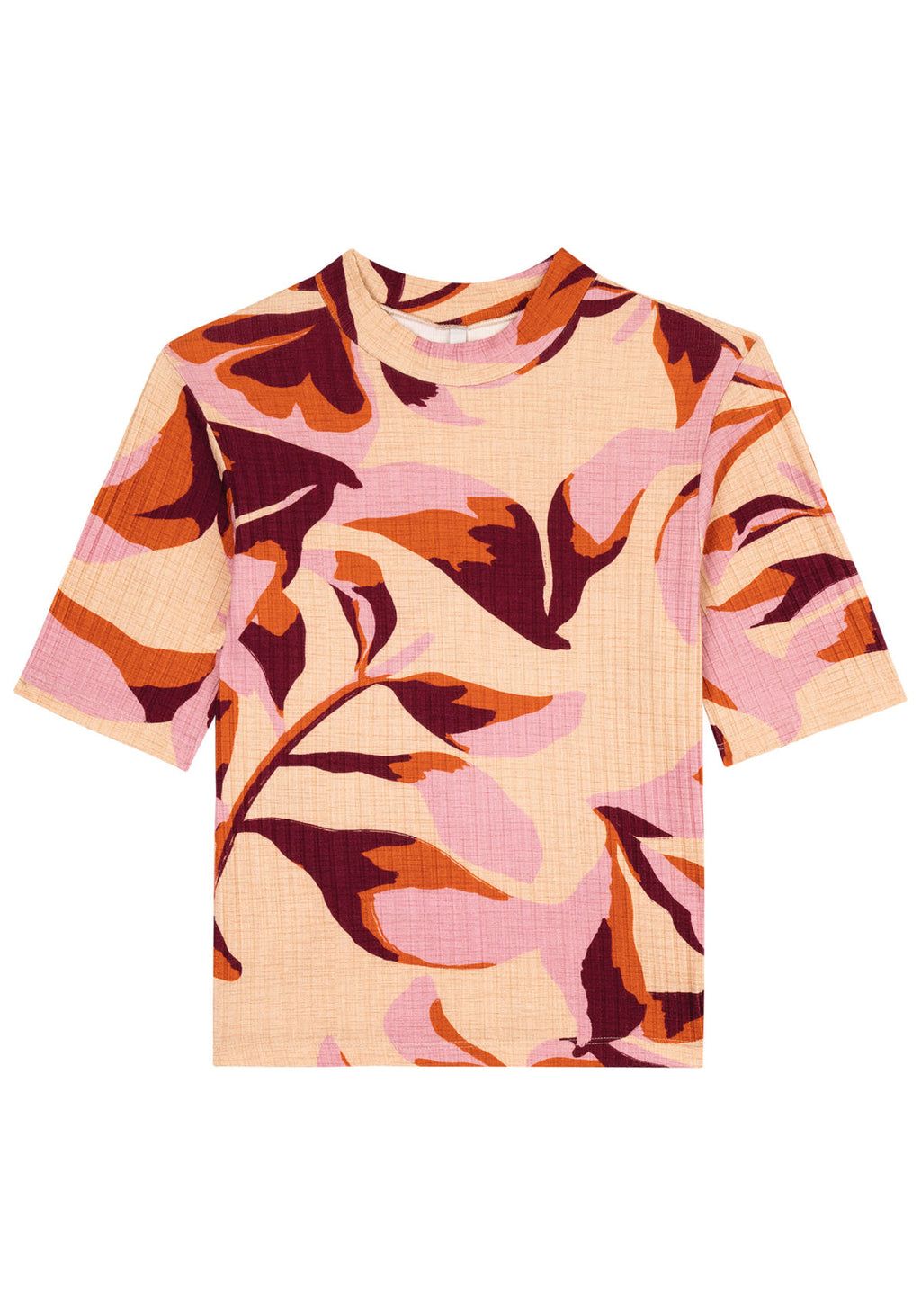 Blusa Canelada Estampada com Gola Lez A Lez Feminino 6709L