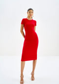 Vestido Midi Canelado com Recorte Lez A Lez Feminino 6901L