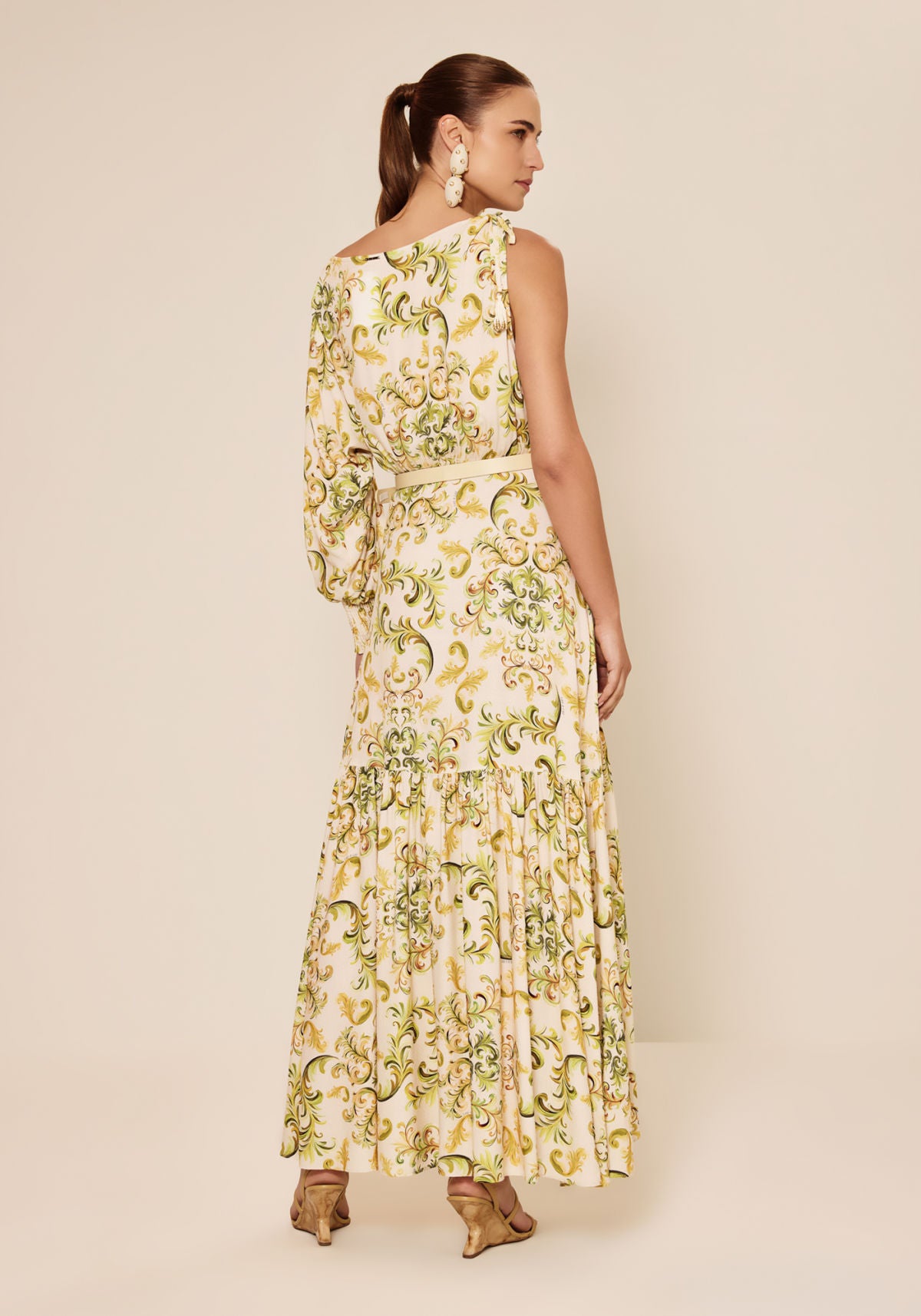 Vestido Longo Com Manga Única Lez A Lez Feminino 7743E