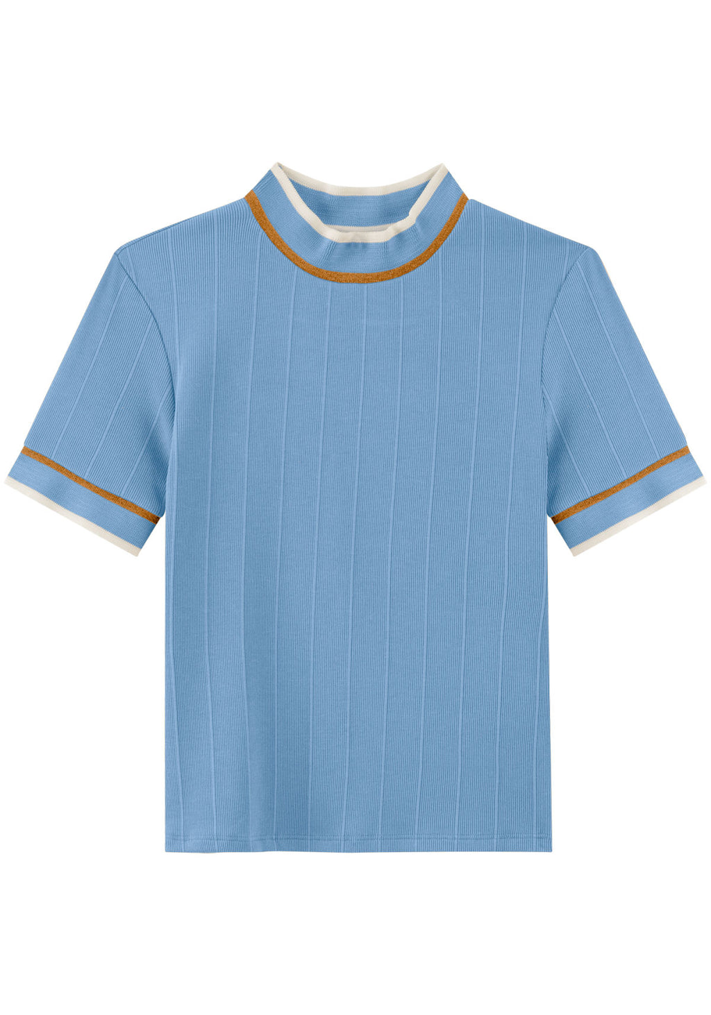 Blusa Canelada De Mangas Curtas Lez A Lez Feminino 8002E