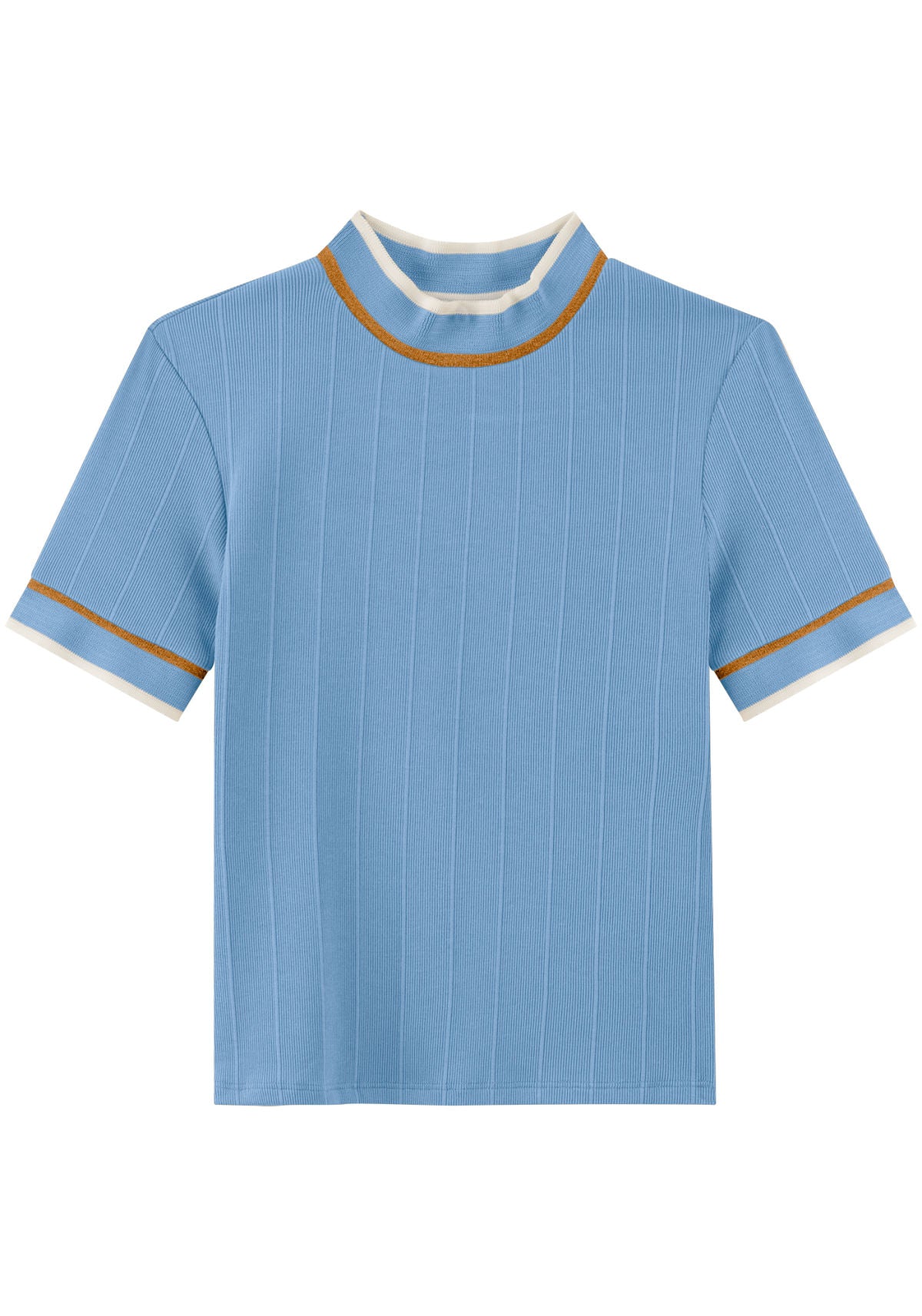 Blusa Canelada De Mangas Curtas Lez A Lez Feminino 8002E