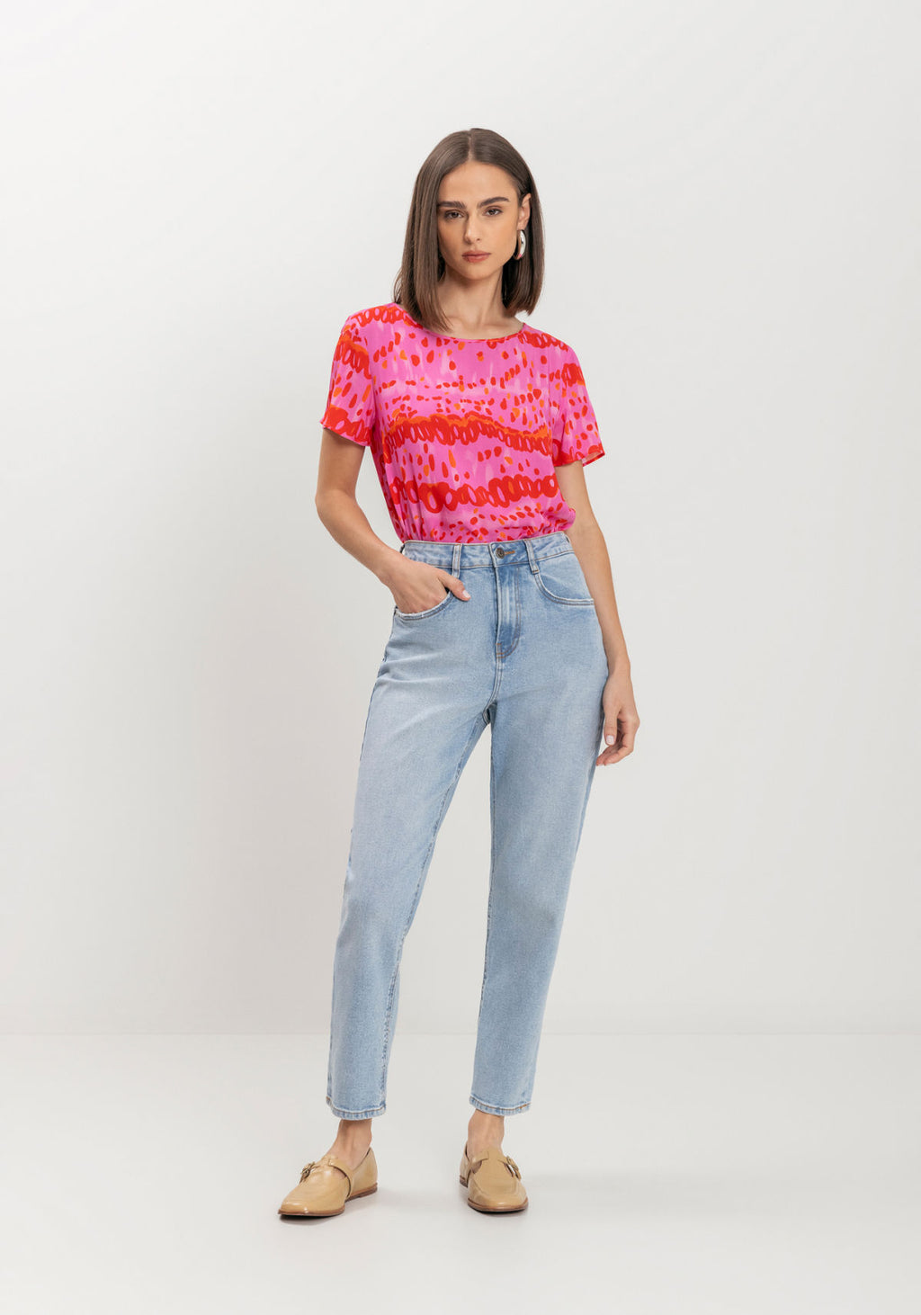 Calça Jeans Mom Comfort Com Cintura Lez A Lez Feminino 0765E