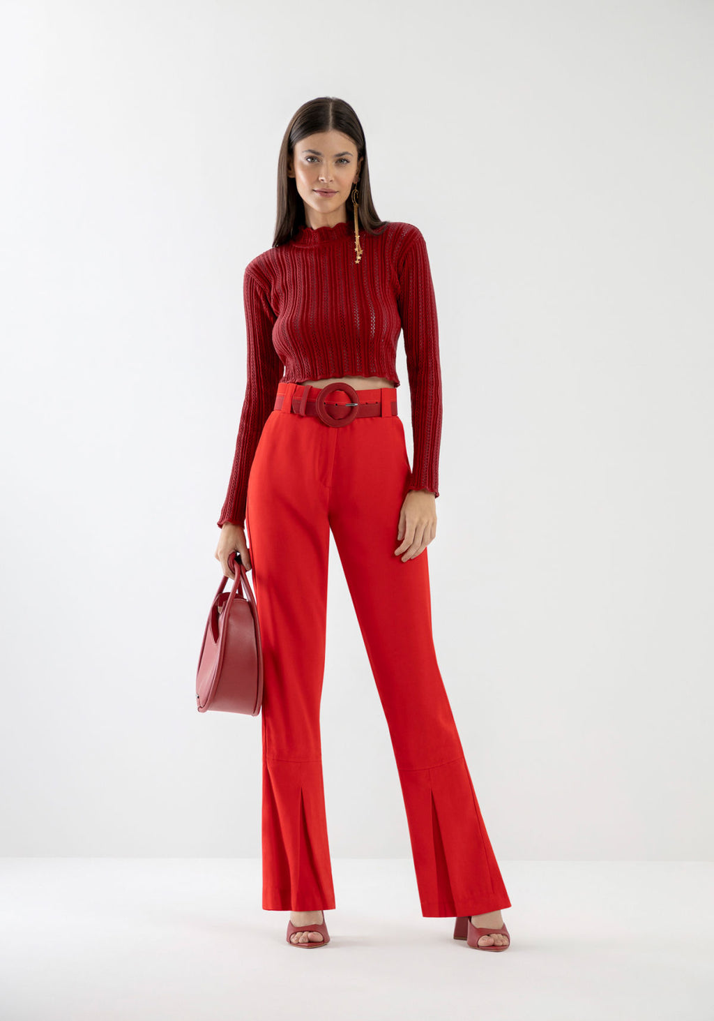 Blusa Cropped em Tricô com Detalhe Lez A Lez Feminino 5164L