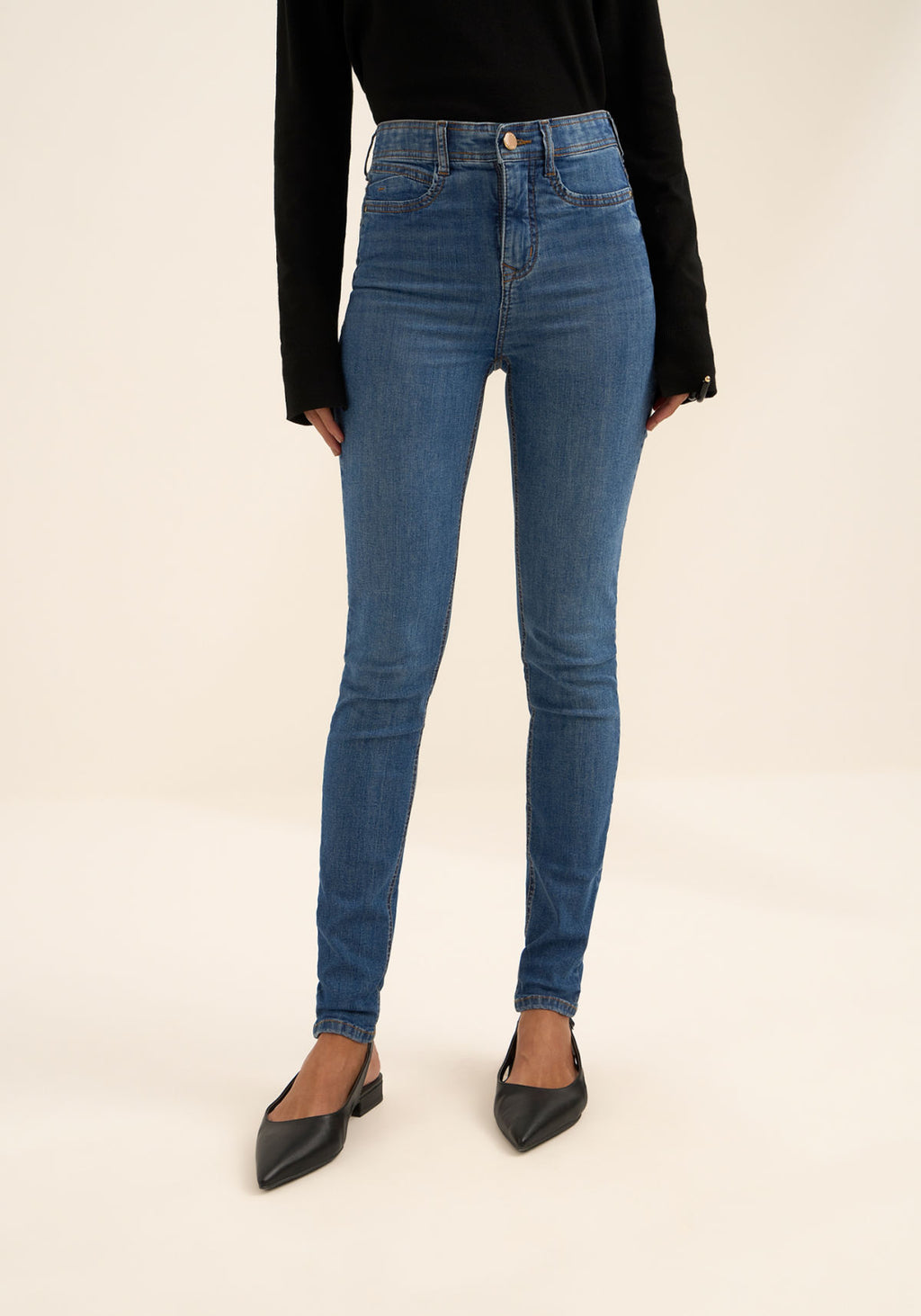 Calça Jeans Skinny Com Cintura Alta Lez A Lez Feminino 1628E