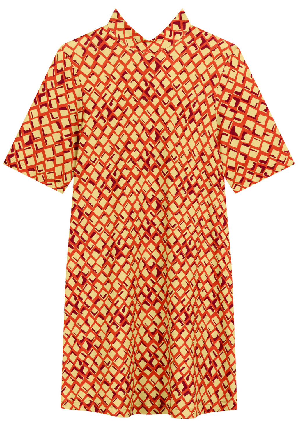 Vestido Curto Estampado Com Gola Lez A Lez Feminino 7268E