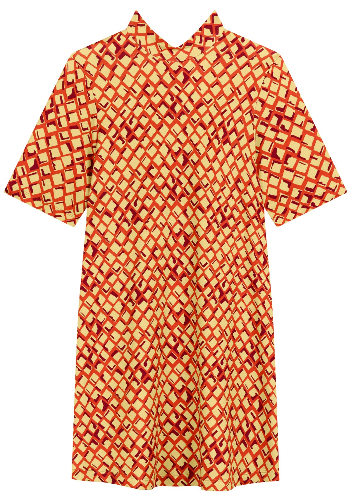 Vestido Curto Estampado Com Gola Lez A Lez Feminino 7268E
