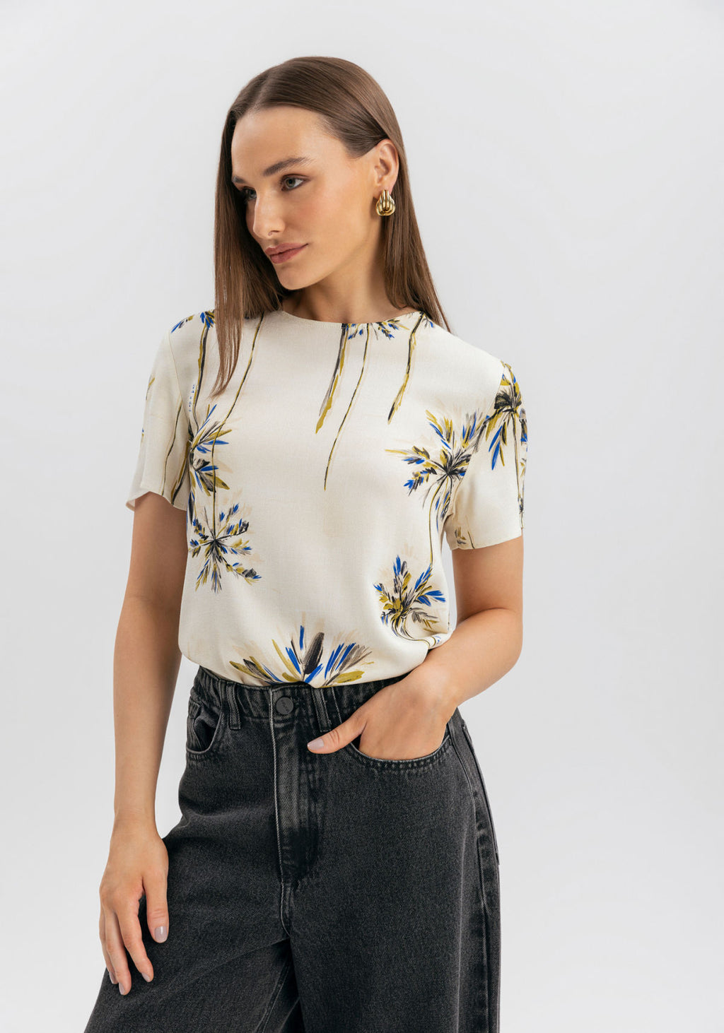 Blusa De Mangas Curtas Estampada Lez A Lez Feminino 9126E