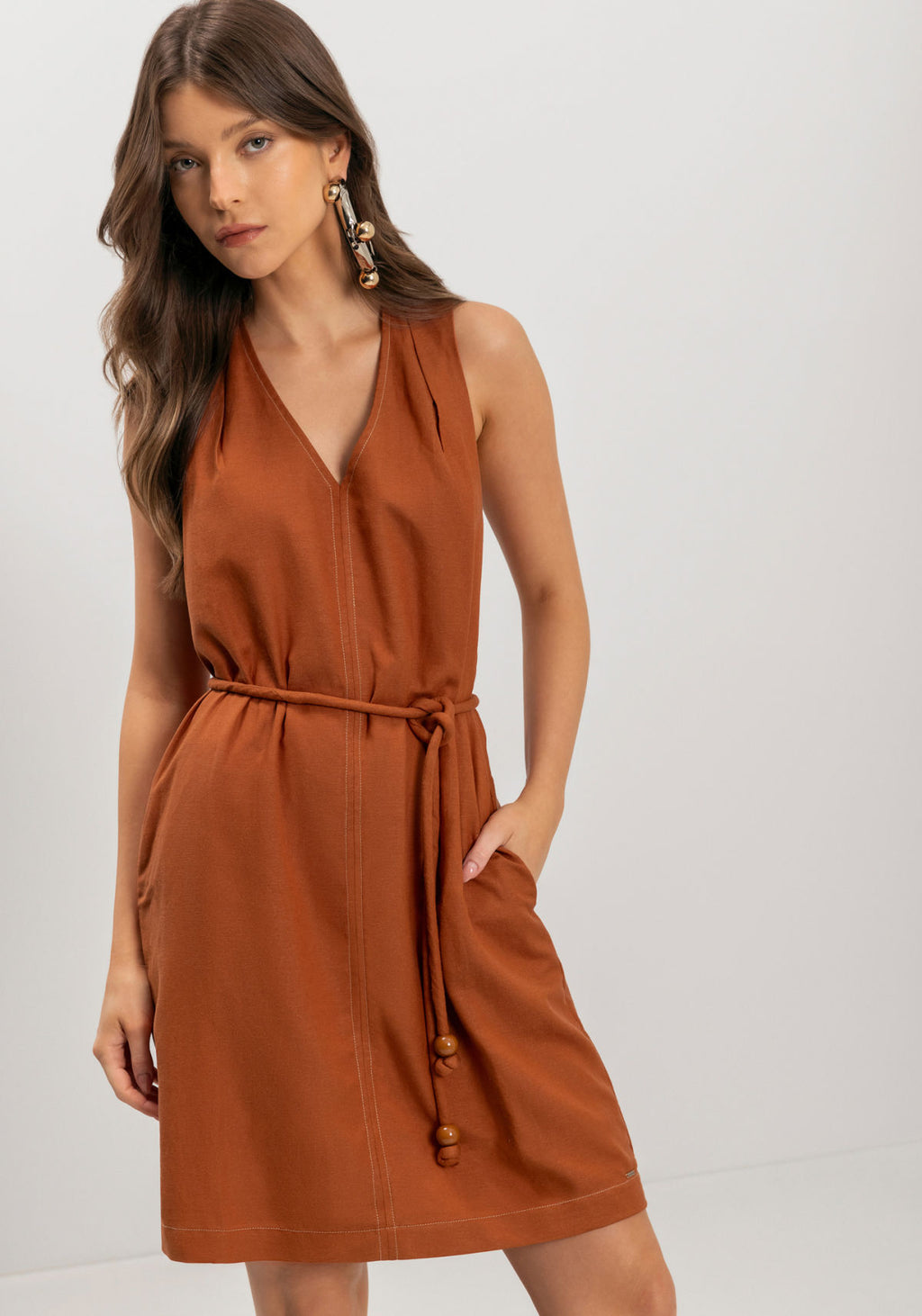 Vestido Curto Forrado Com Cinto Lez A Lez Feminino 9059E