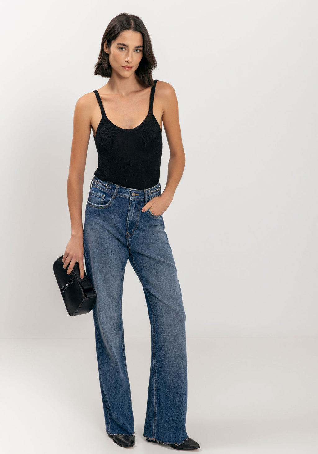 Calça Wide Leg Jeans Comfort Lez A Lez Feminino 1540E