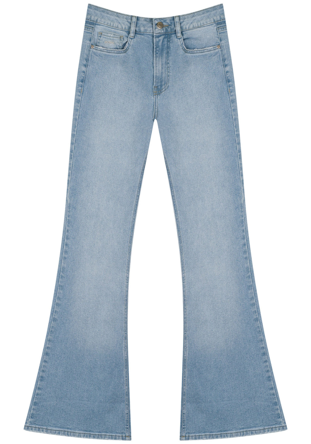 Calça Jeans Flare Com Cintura Alta E Elastano